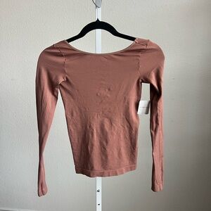 Free People Mauve Long Sleeve Scoop Neck Top